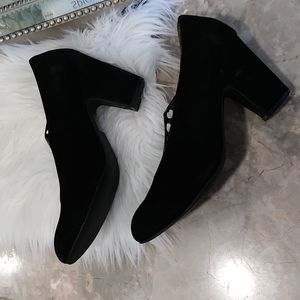 Jeffrey Campbell black suade pumps slipon heel size 10